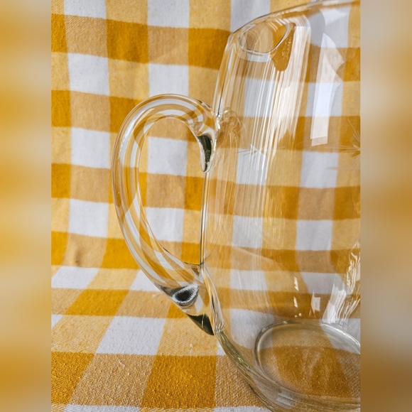 Mid-century etched starburst clear glass pitcher RARE